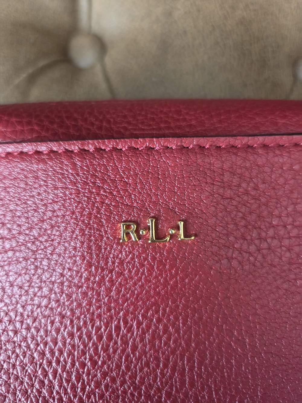 Lauren Ralph Lauren Red Pebbled Leather Crossbody Bag - Picture 2 of 16